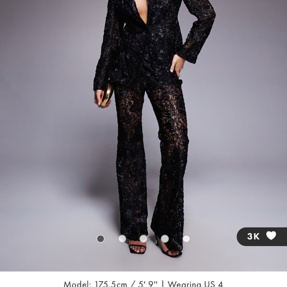 ASOS LUXE lace kick-flare tailored pants in black - Picture 1 of 6